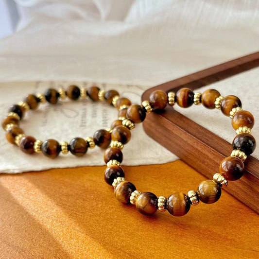 Vintage Maillard Style Natural Tiger's Eye Stone Bracelet - Touch Bling
