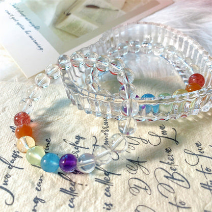 Natural Crystal Bracelet for Girls New Colorful Crystal Gradient Rainbow Bracelet - Touch Bling