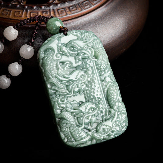 Natural A-Grade Jadeite Nine-Dragon Talisman Pendant – Protect Your Zodiac with Power & Luck - Touch Bling