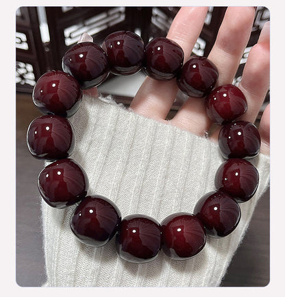 Pulsera grande de semillas de Bodhi color cereza