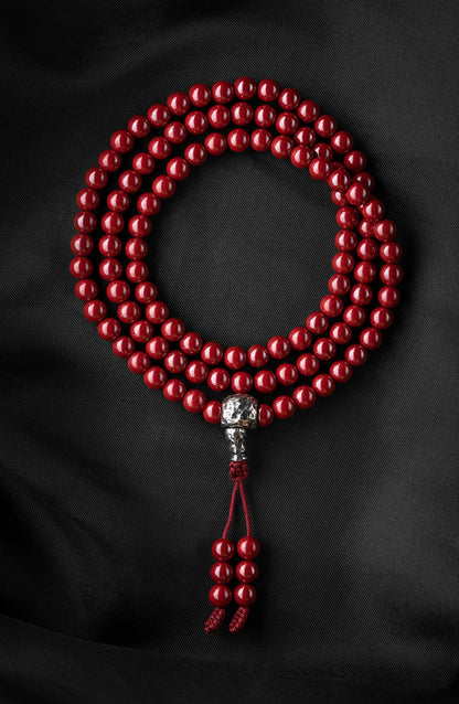 6mm Cinnabar 108 Bead Mala High-Quality Prayer Beads