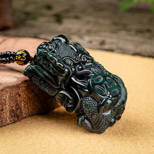 Black Green Jade Pixiu Pendant – Symbol of Wealth and Protection - Touch Bling