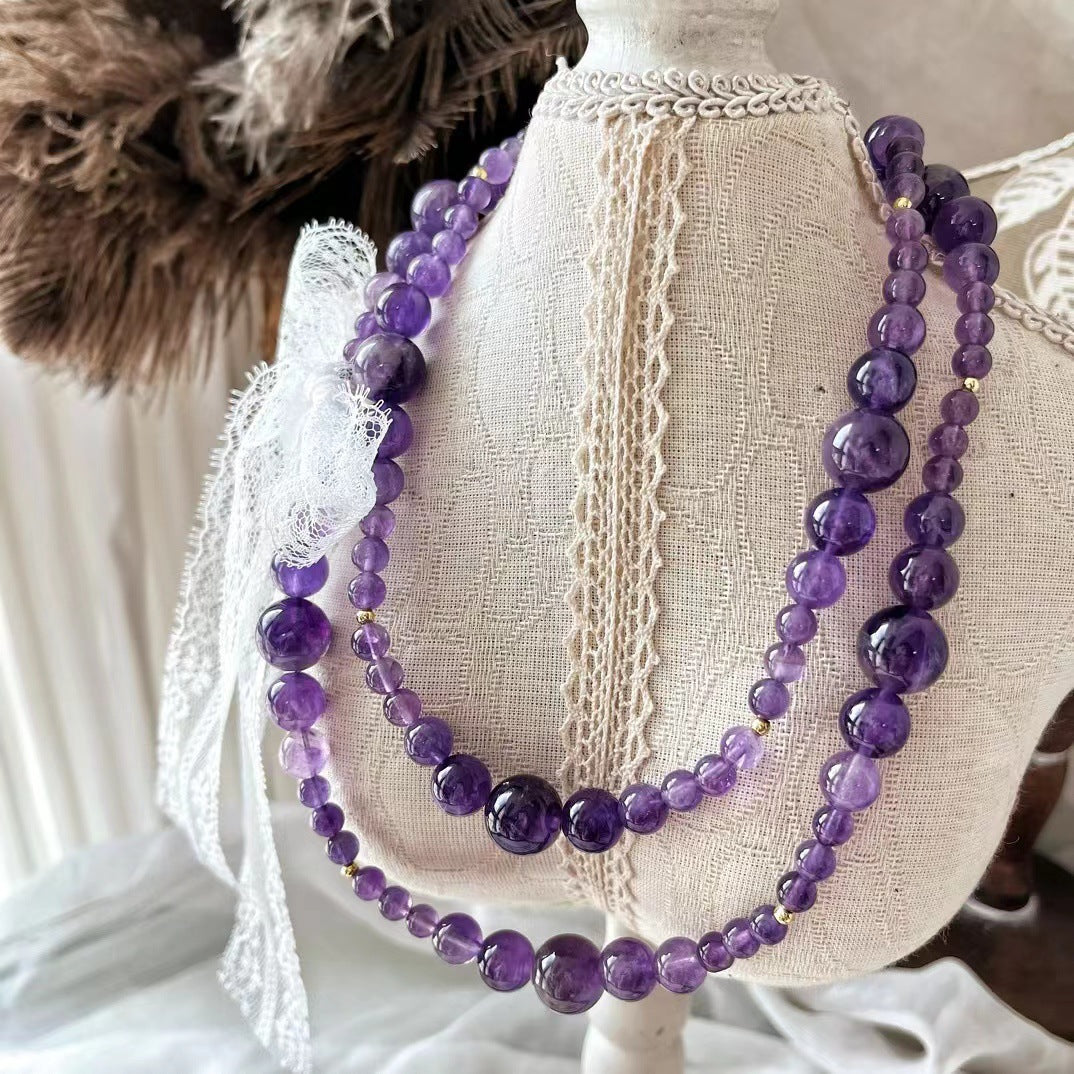 Natural Amethyst Necklace Handmade Clavicle Chain Necklace for Women - Touch Bling
