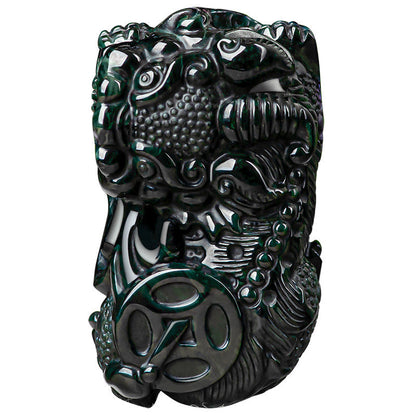 Black Green Jade Pixiu Pendant – Symbol of Wealth and Protection - Touch Bling