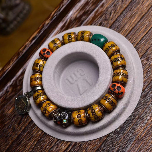 Tibetan Hand-Carved Yak Bone Bracelet – Unique Spiritual Tibetan-Style Bracelet - Touch Bling