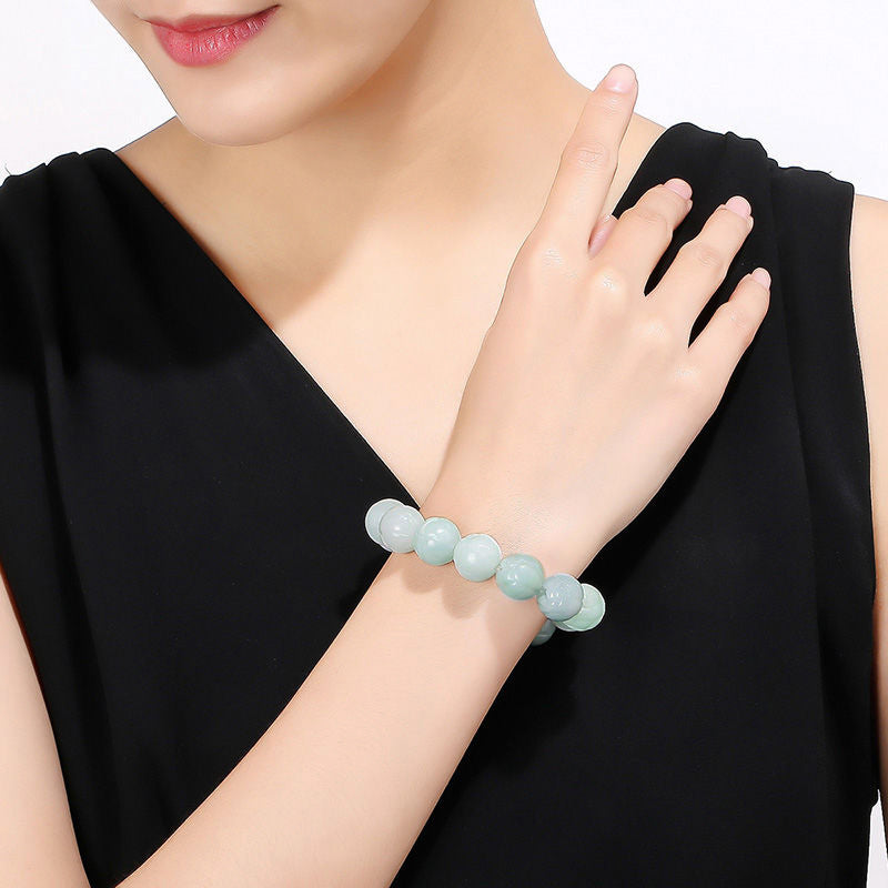 Natural Myanmar A-Grade Jadeite Lotus Bead Bracelet – Elegant Lotus Flower Design - Touch Bling