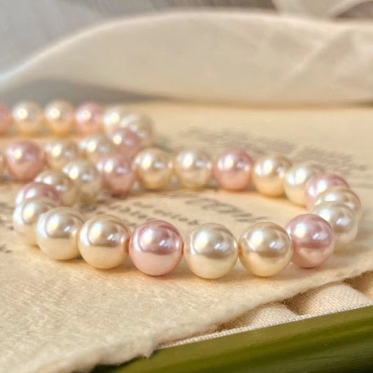 Vintage High Quality Faux Pearl Bracelet Warm Color Maillard Style Imitation Pearl Bracelet - Touch Bling
