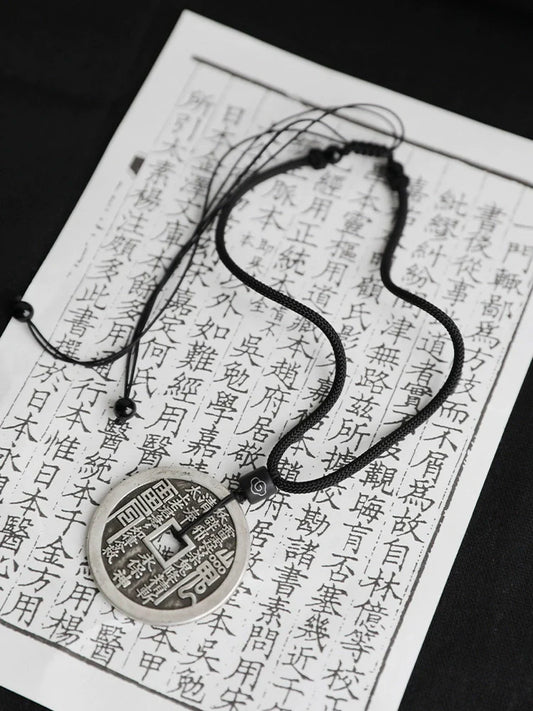 Mountain Ghost Thunder Order Coin Pendant Black Rope Necklace - Touch Bling