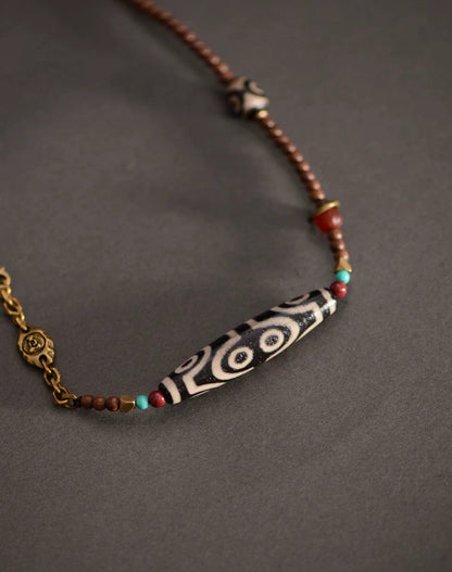 Golden Sandalwood Tibetan Dzi Beads Pendant 58mm
