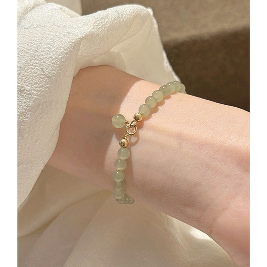 Natural Hetian Jade Bead Bracelet - Touch Bling