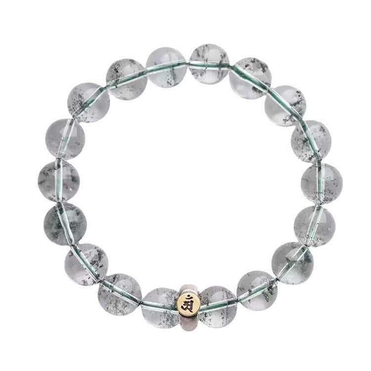 Natural Green Ghost Bracelet 925 Silver Bead Crystal Bracelet - Touch Bling