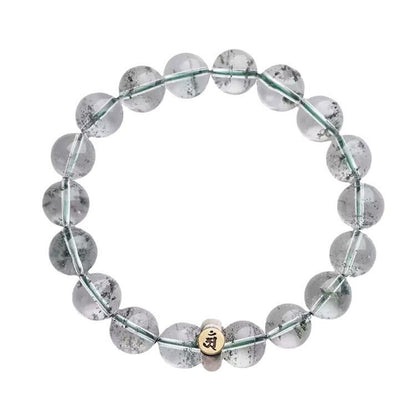 Natural Green Ghost Bracelet 925 Silver Bead Crystal Bracelet - Touch Bling