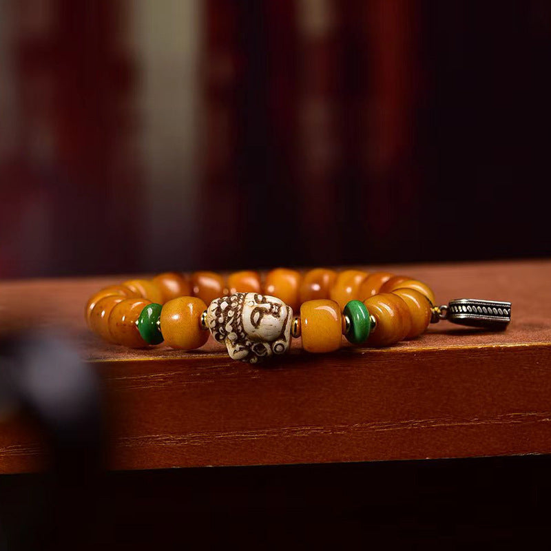 Tibetan Yak Bone Bracelet with Recycled Tibetan Bone Guanyin Pendant – Spiritual & Cultural Handcrafted Bracelet - Touch Bling