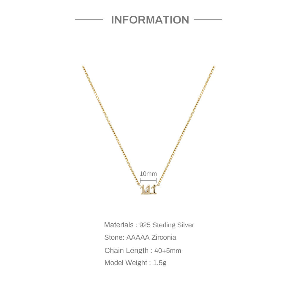 S925 Sterling Silver Angel Number 777 Necklace Zirconia Pendant Dainty Necklace - Touch Bling