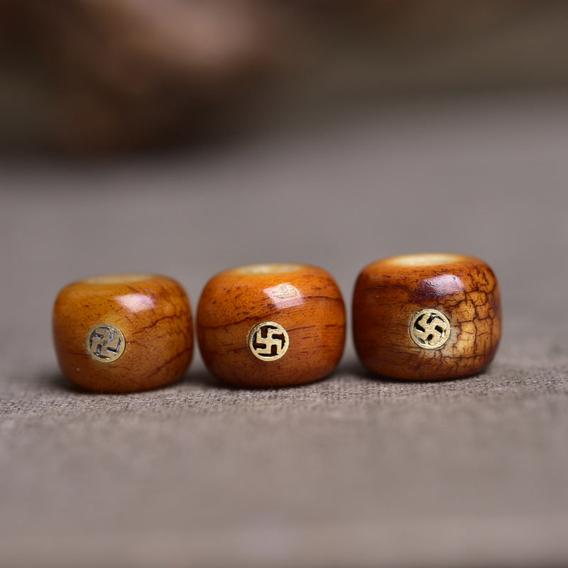 Natural Tibetan Area Return Old Material Camel Bone Loose Beads Inlaid with Swastika Waist Beads Top Beads Wenwan Buddha Beads Bracelet Accessories - Touch Bling