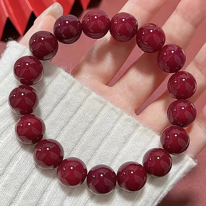 Pulsera grande de semillas de Bodhi color cereza