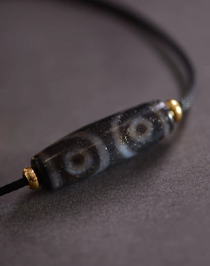 Tibetan Nine-Eyed Beads Pendant Unisex Dzi Beads Necklace