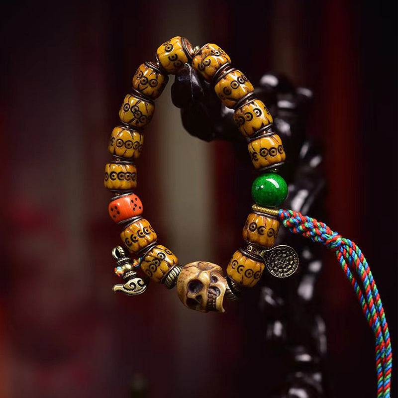 Tibetan Hand-Carved Yak Bone Bracelet – Unique Spiritual Tibetan-Style Bracelet - Touch Bling