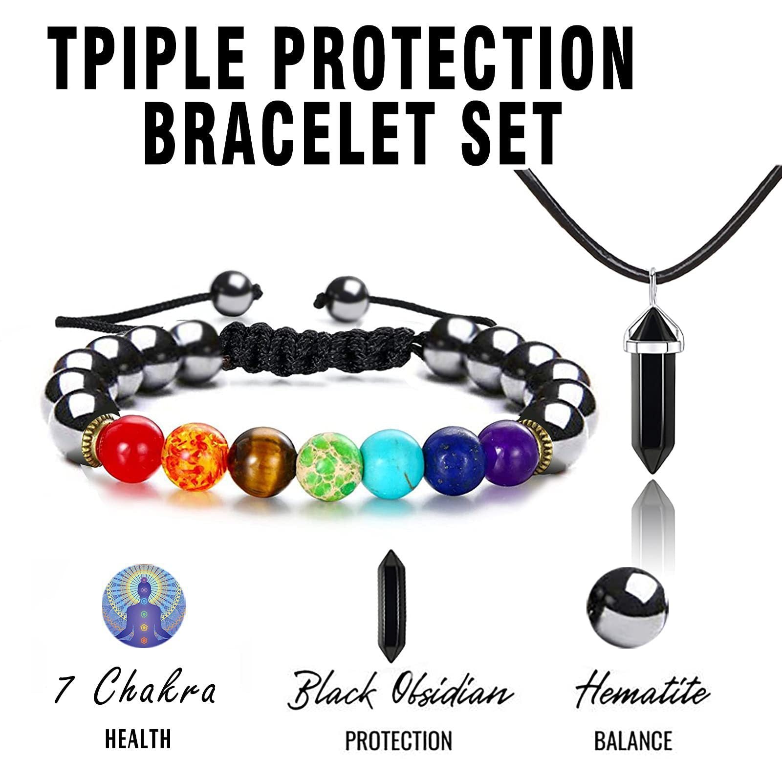 Seven Chakra Energy Bracelet Beaded Braided Healing Bracelet for Meditation - Touch Bling