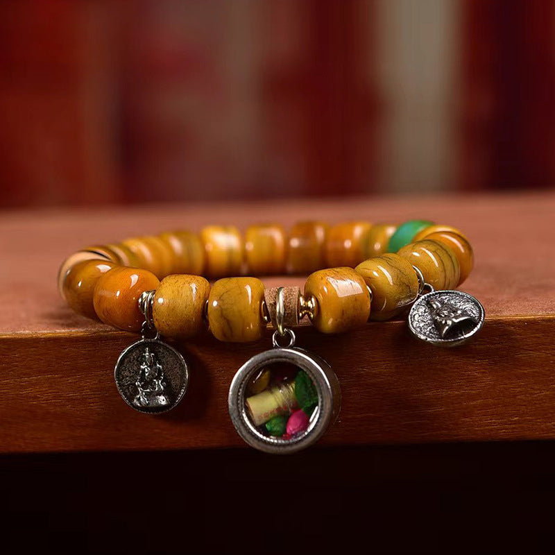 Tibetan Camel Bone Bracelet with Agate Dzi Beads & Yak Bone Fox Pendant – Unique Handcrafted Tibetan-Style Bracelet - Touch Bling