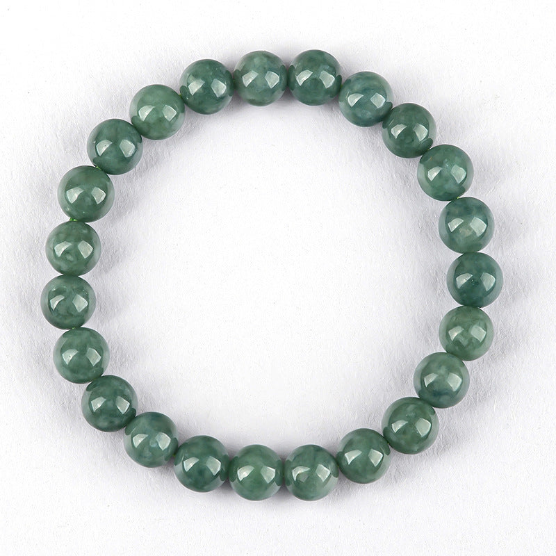 Natural A-Grade Jadeite Deep Bean Green Round Bead Bracelet – Elegant & Timeless - Touch Bling