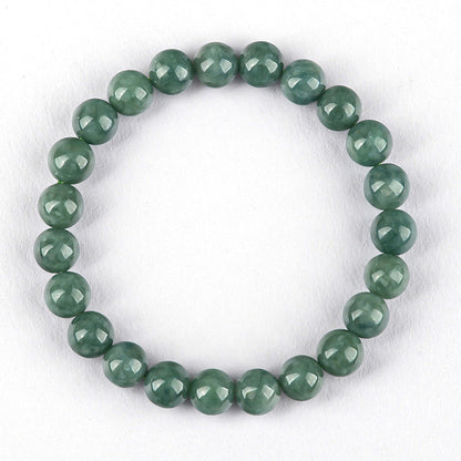 Natural A-Grade Jadeite Deep Bean Green Round Bead Bracelet – Elegant & Timeless - Touch Bling