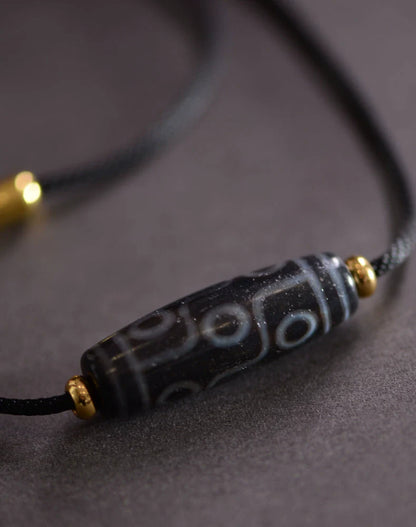 Tibetan Nine-Eyed Beads Pendant Unisex Dzi Beads Necklace