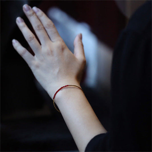 Faceted Red Spinel Bracelet 14K Gold-wrapped Accessories Fine Jewelry Simple and Light Luxury - Touch Bling