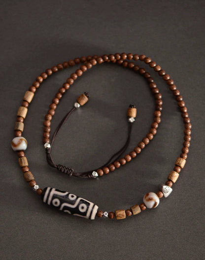 Charm Tibetan Dzi Beads Handcrafted Sandalwood Western-Style Pendant