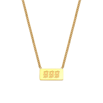 111-999 Angel Number Tag Necklace Stainless Steel Dainty Necklace - Touch Bling