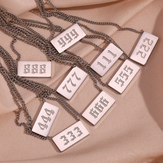 Stainless Steel Angel Number Necklace 111-999 Dainty Necklace for Women - Touch Bling
