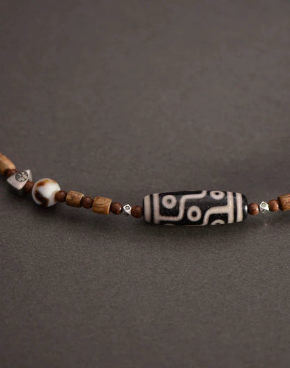 Charm Tibetan Dzi Beads Handcrafted Sandalwood Western-Style Pendant