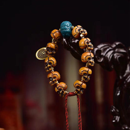 Tibetan Camel Bone Handcrafted Skulls Bracelet  – Unique Tibetan-Style Skull Bead Bracelet - Touch Bling