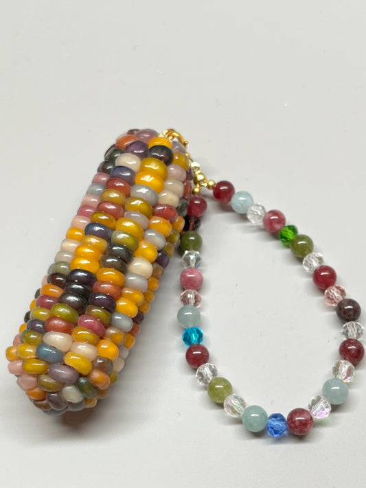 Multicolored Gemstone Corn Ornament for Mindfulness and Meditation - Touch Bling