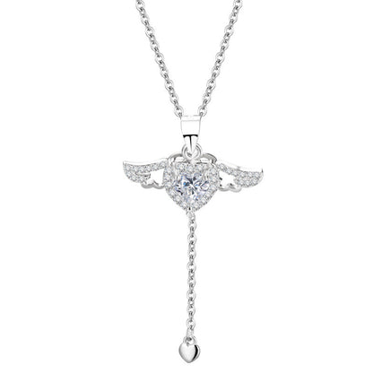 Angel Wings Heart Pendant Necklace