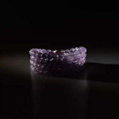 7mm Lavender Amethyst 108 Bead Mala with Freshwater Pearls