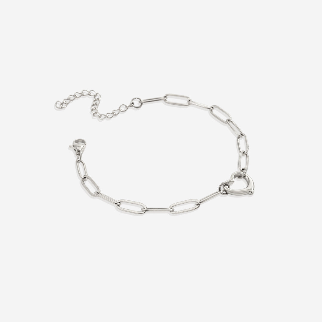 Offenes Herz-Büroklammer-Kettenarmband