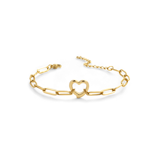 Open Heart Paperclip Chain Bracelet