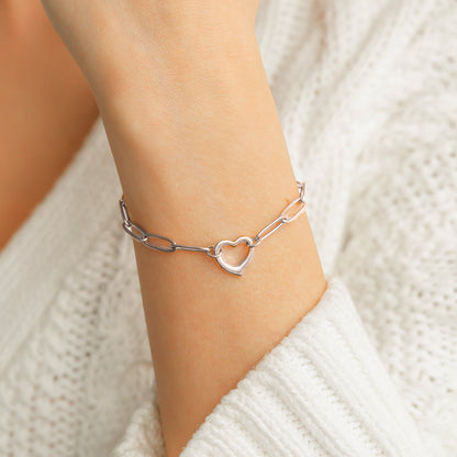 Offenes Herz-Büroklammer-Kettenarmband