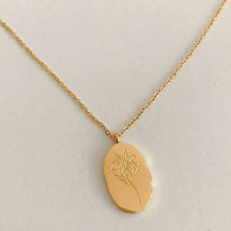 Halskette mit Geburtsblumen-Anhänger aus Gold