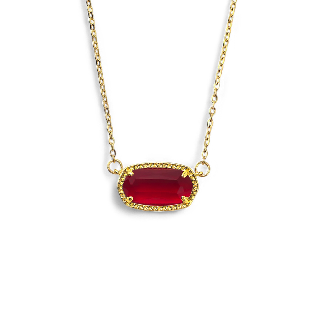 Oval Birthstone Pendant Necklace