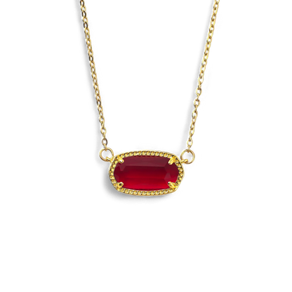 Oval Birthstone Pendant Necklace
