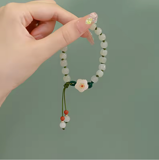 Peach Flower Hetian Jade Bracelet
