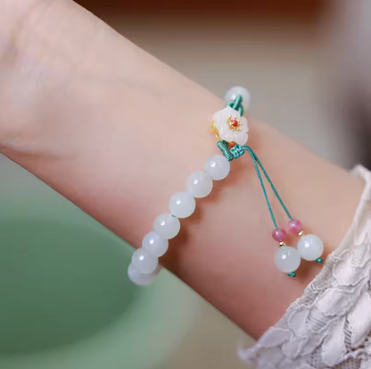 Peach Flower Hetian Jade Bracelet