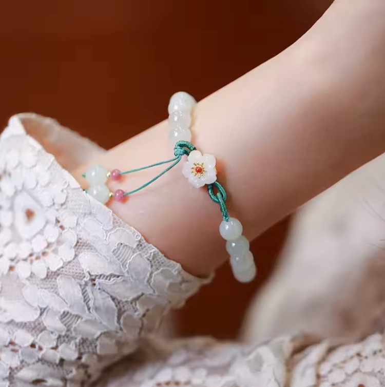 Peach Flower Hetian Jade Bracelet