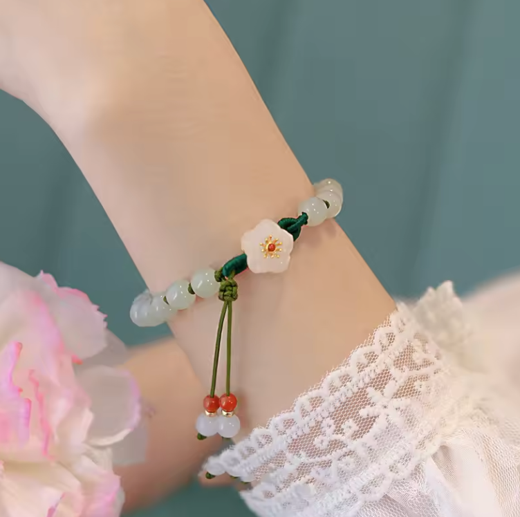 Peach Flower Hetian Jade Bracelet