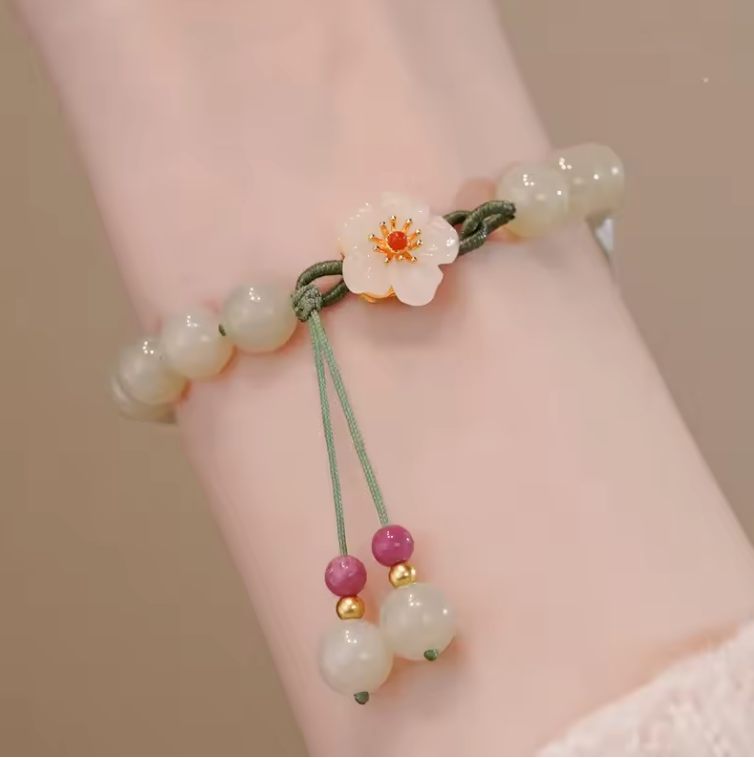 Peach Flower Hetian Jade Bracelet
