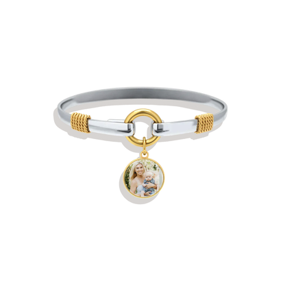 Personalized Photo Two-Tone Charm Bracelet