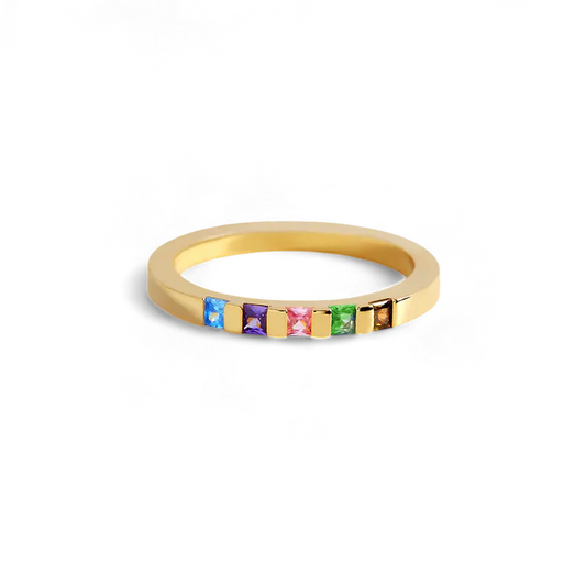Princess-Cut Birthstone Band Ring