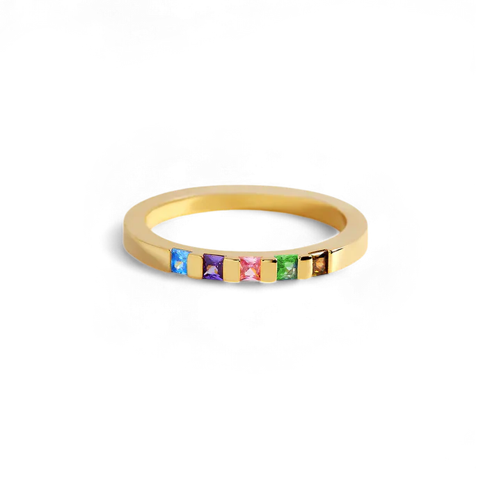 Princess-Cut Birthstone Band Ring